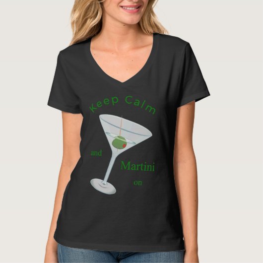 Keep Calm and Martini On Apparel Classic Cocktail Tシャツ (正面)