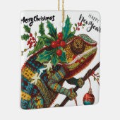 Keep Calm and Merry On Holiday Chameleon Ornament セラミックオーナメント (右)