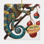 Keep Calm and Merry On Holiday Chameleon Ornament セラミックオーナメント (裏面)
