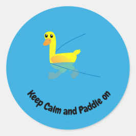 Keep Calm and Paddle On Cute Motivational Ducks ラウンドシール