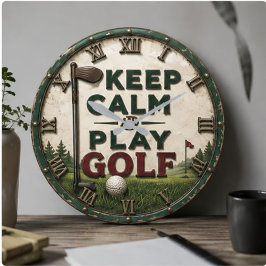 Keep Calm and Play Golf ラージ壁時計