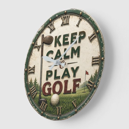 Keep Calm and Play Golf ラージ壁時計 (傾斜)