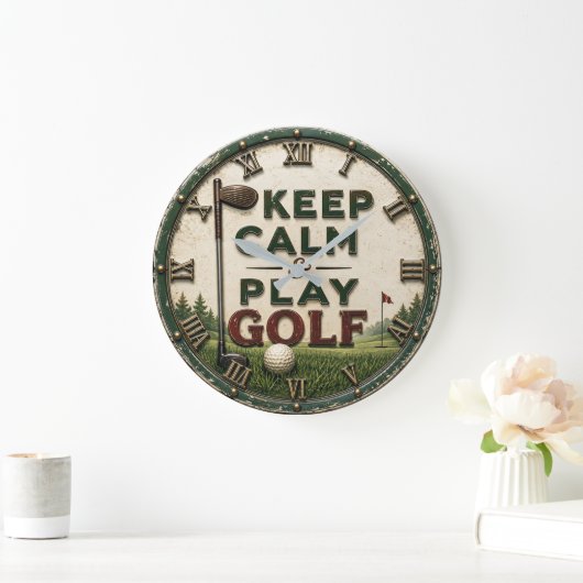 Keep Calm and Play Golf ラージ壁時計 (ホーム)