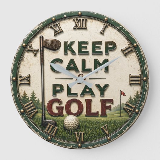 Keep Calm and Play Golf ラージ壁時計 (正面)