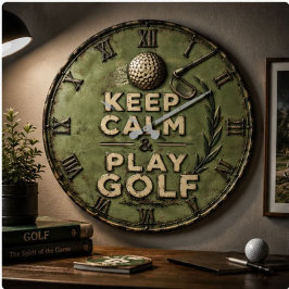 Keep Calm and Play Golf Golfer Gift ラージ壁時計