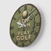 Keep Calm and Play Golf Golfer Gift ラージ壁時計 (傾斜)