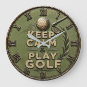 Keep Calm and Play Golf Golfer Gift ラージ壁時計 (正面)
