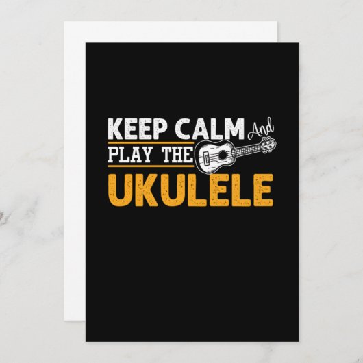 Keep Calm And Play The Ukulele Instrument Uke Gift 招待状 (正面/裏面)
