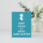 Keep Calm and Read Jane Austen Cameo Teal ポストカード (スタンド正面)