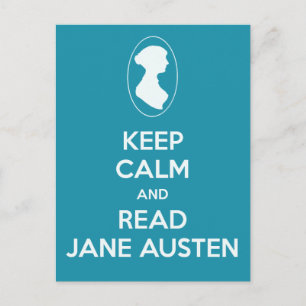 Keep Calm and Read Jane Austen Cameo Teal ポストカード