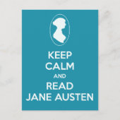Keep Calm and Read Jane Austen Cameo Teal ポストカード (正面)