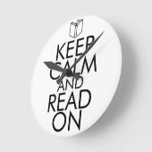 KEEP CALM AND READ ON ラウンド壁時計 (傾斜)