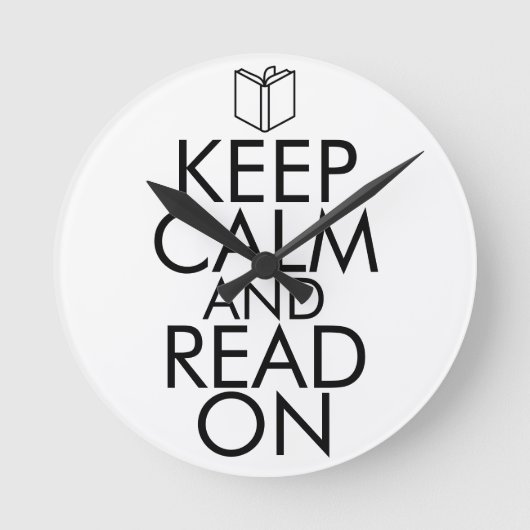 KEEP CALM AND READ ON ラウンド壁時計 (正面)