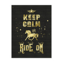 Keep Calm and Ride On ゴールドホース タイポグラフィ
