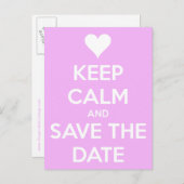Keep Calm and Save the Date ピンク 案内ポストカード (正面/裏面)