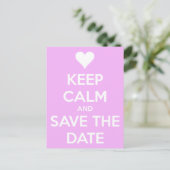 Keep Calm and Save the Date ピンク 案内ポストカード (スタンド正面)