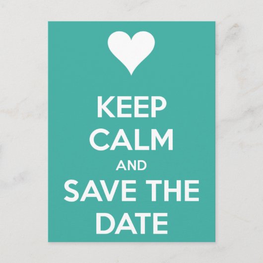 Keep Calm and Save the Date ブルー 案内ポストカード (正面)
