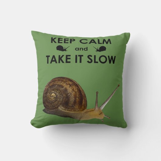 Keep Calm and Take it Slow 枕カバー (グリーン) クッション (正面)