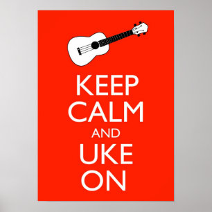 Keep Calm And Uke On Ukulele Poster Print ポスター