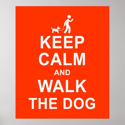 Keep Calm and Walk the Dog motivational poster red ポスター (正面)