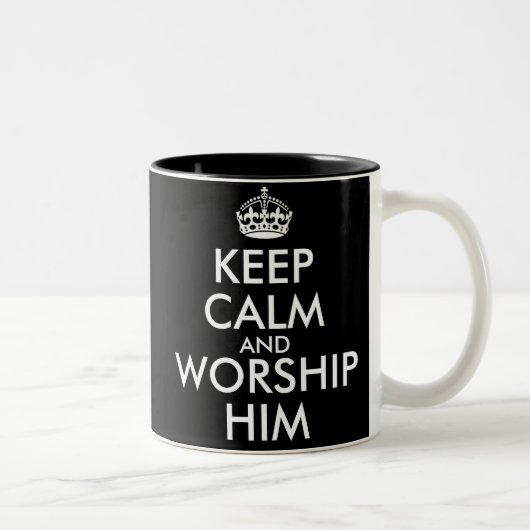 KEEP CALM AND WORSHIP HIM ツートーンマグカップ (右)