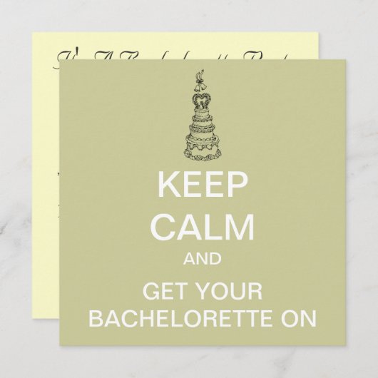 KEEP CALM Bachelorette Party Modern Invitation 招待状 (正面/裏面)