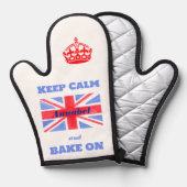Keep Calm Bake On ユニオンジャック イギリス国旗 NAME 鍋つかみ (正面/裏面)