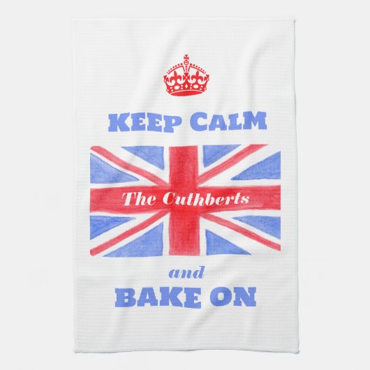 Keep Calm Bake On Union Jack British Flag  キッチンタオル (縦)