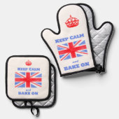 Keep Calm Bake On Union Jack British Flag  鍋つかみ&鍋敷きセット (正面/裏面)