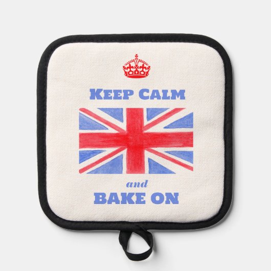 Keep Calm Bake On Union Jack British Flag  鍋敷き (正面)