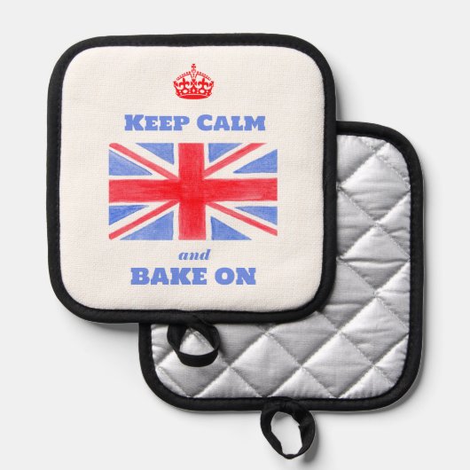 Keep Calm Bake On Union Jack British Flag  鍋敷き (正面/裏面)