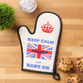 Keep Calm Bake On Union Jack British Flag NAME 鍋つかみ (トップダウン)