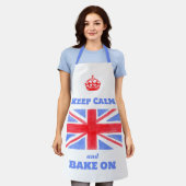Keep Calm Bake On Union Jack British Flag Unisex エプロン (着用した状態)