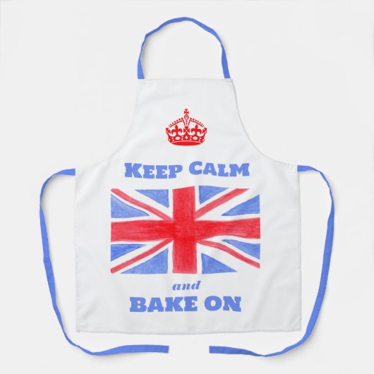Keep Calm Bake On Union Jack British Flag Unisex エプロン (正面)