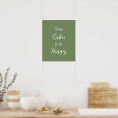 Keep Calm & Be Happy Sage Green ポスター (キッチン)