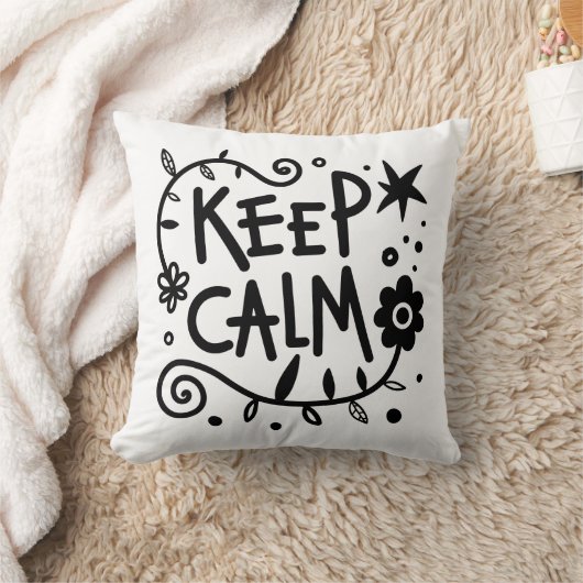 Keep Calm Bold Typography Black and White クッション (ブランケット)