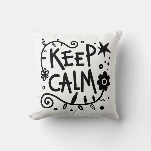 Keep Calm Bold Typography Black and White クッション (正面)