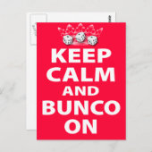 Keep Calm Bunco On デザイン ポストカード (正面/裏面)