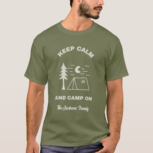 Keep Calm & Camp On Camping Outdoors Mens T-shirt Tシャツ (正面)