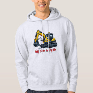 Keep Calm Dig On Cute Excavator Men's Hoodie パーカ