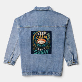 Keep Calm & Eat Sushi – かわいい寿司の禅デザイン デニムジャケット