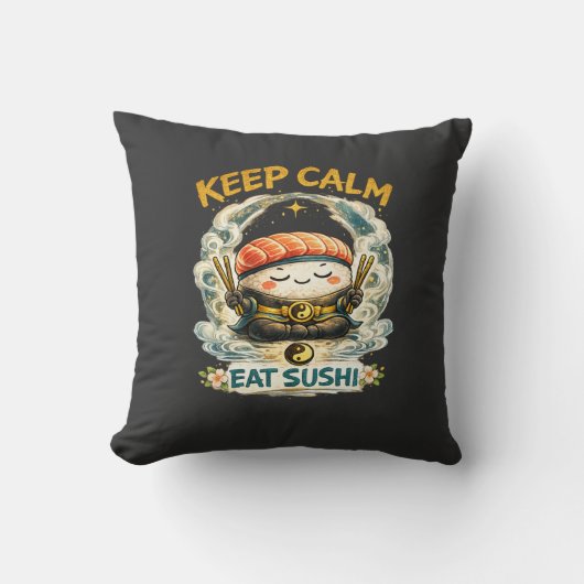 Keep Calm & Eat Sushi – ゼンかわいい寿司 クッション (正面)