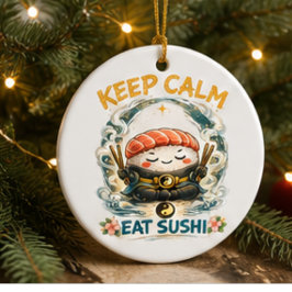 Keep Calm & Eat Sushi – 禅かわいい寿司 セラミックオーナメント