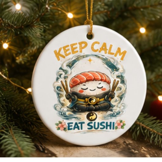 Keep Calm & Eat Sushi – 禅かわいい寿司 セラミックオーナメント
