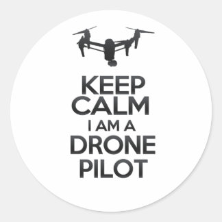 Keep Calm I Am Drone Pilot ラウンドシール