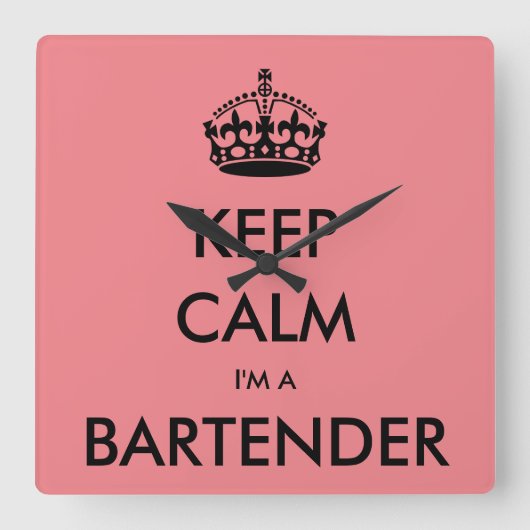 KEEP CALM I'M A BARTENDER スクエア壁時計 (正面)