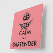 KEEP CALM I'M A BARTENDER スクエア壁時計 (傾斜)