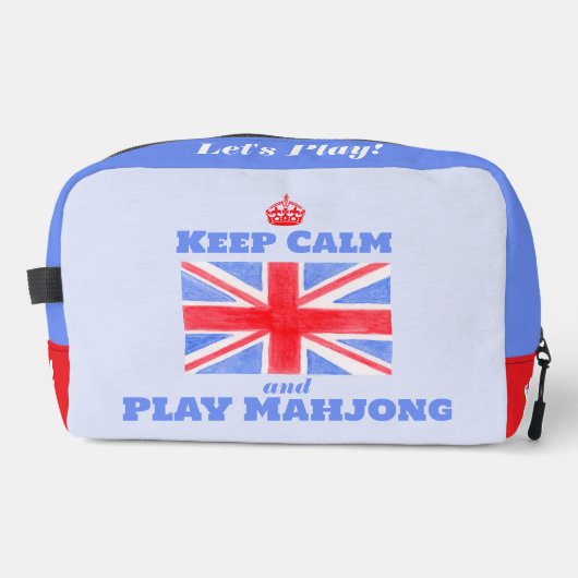 Keep Calm Mahjong Union Jack Brit Flag Tile Bag ドップキット (正面)