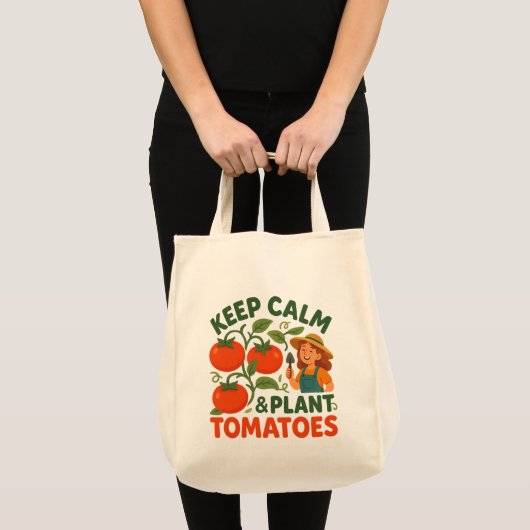 Keep Calm & Plant Tomatoes トートバッグ (正面(商品))