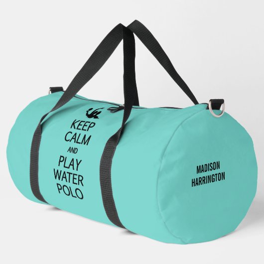 Keep Calm & Play Water Polo custom name & color ダッフルバッグ (左コーナー)